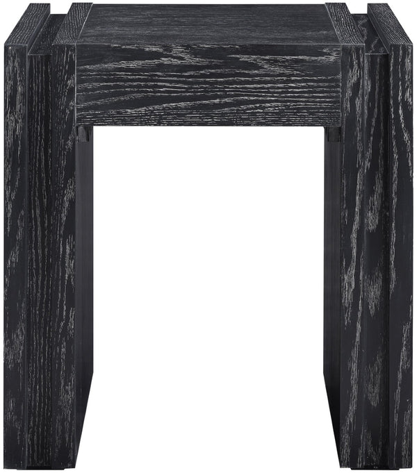 Meridian Furniture Stanton Sculptural End Table with Hidden Drawer and Geometric Inlay for Modern Living Rooms Black 232Black-E