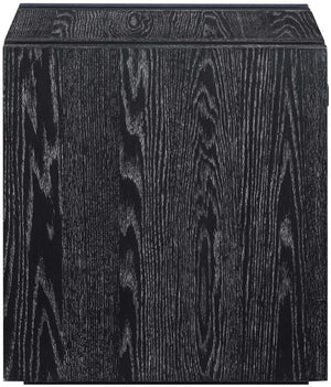 Meridian Furniture Stanton Sculptural End Table with Hidden Drawer and Geometric Inlay for Modern Living Rooms Black 232Black-E