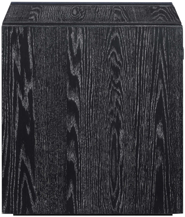 Meridian Furniture Stanton Sculptural End Table with Hidden Drawer and Geometric Inlay for Modern Living Rooms Black 232Black-E