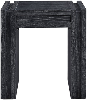 Meridian Furniture Stanton Sculptural End Table with Hidden Drawer and Geometric Inlay for Modern Living Rooms Black 232Black-E