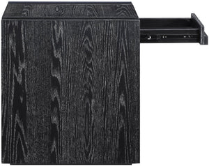 Meridian Furniture Stanton Sculptural End Table with Hidden Drawer and Geometric Inlay for Modern Living Rooms Black 232Black-E