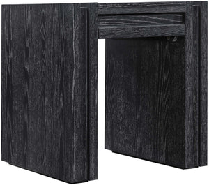 Meridian Furniture Stanton Sculptural End Table with Hidden Drawer and Geometric Inlay for Modern Living Rooms Black 232Black-E