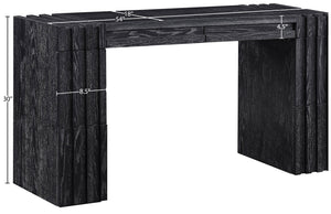 Meridian Furniture Stanton Solid Wood Console Table with Eight Drawers and Grooved Geometric Fronts for Entryway Black 232Black-T