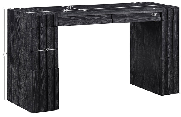 Meridian Furniture Stanton Solid Wood Console Table with Eight Drawers and Grooved Geometric Fronts for Entryway Black 232Black-T