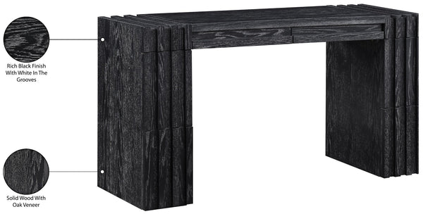 Meridian Furniture Stanton Solid Wood Console Table with Eight Drawers and Grooved Geometric Fronts for Entryway Black 232Black-T