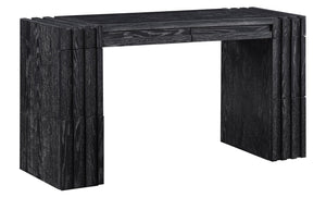 Meridian Furniture Stanton Solid Wood Console Table with Eight Drawers and Grooved Geometric Fronts for Entryway Black 232Black-T
