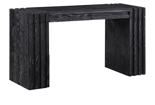 Meridian Furniture Stanton Solid Wood Console Table with Eight Drawers and Grooved Geometric Fronts for Entryway Black 232Black-T