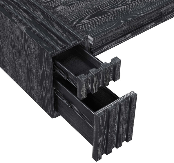 Meridian Furniture Stanton Solid Wood Console Table with Eight Drawers and Grooved Geometric Fronts for Entryway Black 232Black-T