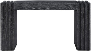 Meridian Furniture Stanton Solid Wood Console Table with Eight Drawers and Grooved Geometric Fronts for Entryway Black 232Black-T