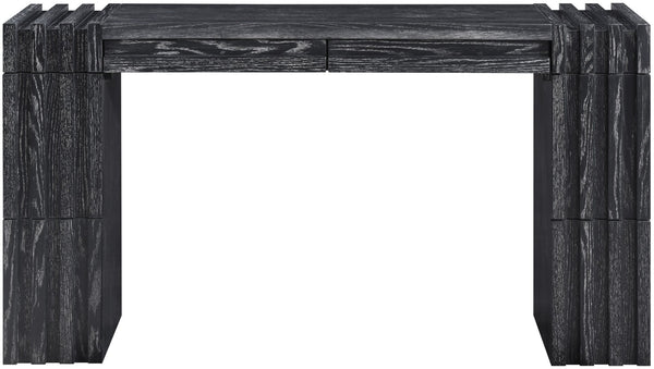Meridian Furniture Stanton Solid Wood Console Table with Eight Drawers and Grooved Geometric Fronts for Entryway Black 232Black-T