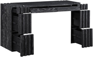 Meridian Furniture Stanton Solid Wood Console Table with Eight Drawers and Grooved Geometric Fronts for Entryway Black 232Black-T