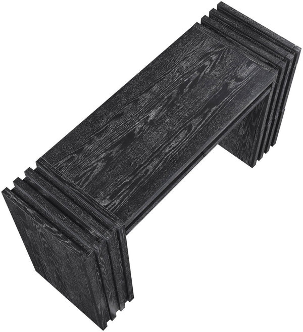 Meridian Furniture Stanton Solid Wood Console Table with Eight Drawers and Grooved Geometric Fronts for Entryway Black 232Black-T