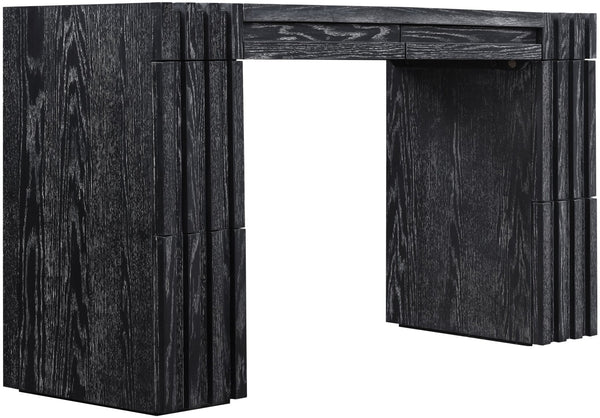 Meridian Furniture Stanton Solid Wood Console Table with Eight Drawers and Grooved Geometric Fronts for Entryway Black 232Black-T