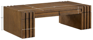 Meridian Furniture Stanton Oak Veneer Coffee Table with Six Hidden Drawers for Modern Living Rooms Brown 232Brown-C