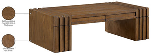 Meridian Furniture Stanton Oak Veneer Coffee Table with Six Hidden Drawers for Modern Living Rooms Brown 232Brown-C