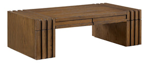 Meridian Furniture Stanton Oak Veneer Coffee Table with Six Hidden Drawers for Modern Living Rooms Brown 232Brown-C