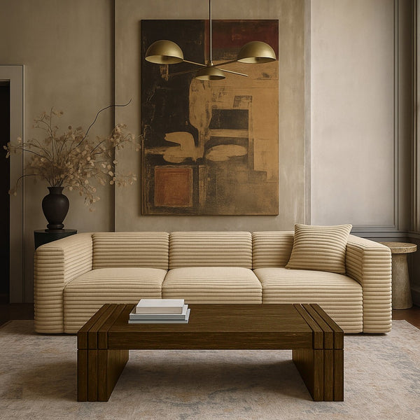 Meridian Furniture Stanton Oak Veneer Coffee Table with Six Hidden Drawers for Modern Living Rooms Brown 232Brown-C