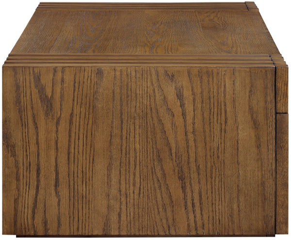 Meridian Furniture Stanton Oak Veneer Coffee Table with Six Hidden Drawers for Modern Living Rooms Brown 232Brown-C