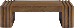 Meridian Furniture Stanton Oak Veneer Coffee Table with Six Hidden Drawers for Modern Living Rooms Brown 232Brown-C