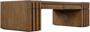 Meridian Furniture Stanton Oak Veneer Coffee Table with Six Hidden Drawers for Modern Living Rooms Brown 232Brown-C