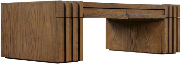 Meridian Furniture Stanton Oak Veneer Coffee Table with Six Hidden Drawers for Modern Living Rooms Brown 232Brown-C