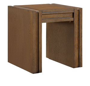 Meridian Furniture Stanton Sculptural End Table with Hidden Drawer and Geometric Inlay for Modern Living Rooms Brown 232Brown-E