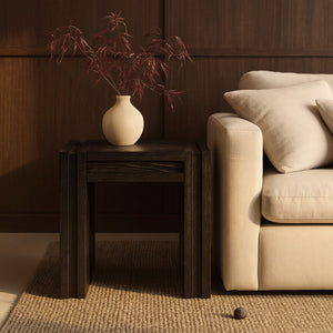Meridian Furniture Stanton Sculptural End Table with Hidden Drawer and Geometric Inlay for Modern Living Rooms Brown 232Brown-E