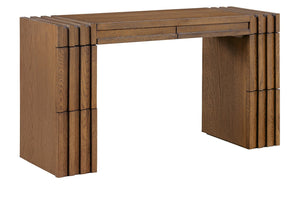 Meridian Furniture Stanton Solid Wood Console Table with Eight Drawers and Grooved Geometric Fronts for Entryway Brown 232Brown-T