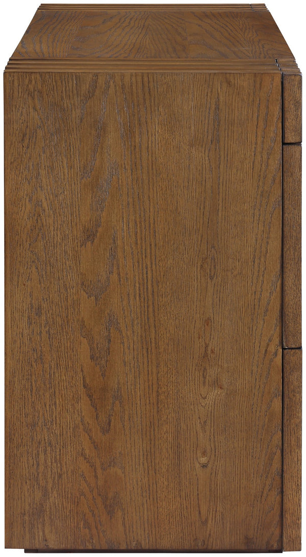 Meridian Furniture Stanton Solid Wood Console Table with Eight Drawers and Grooved Geometric Fronts for Entryway Brown 232Brown-T