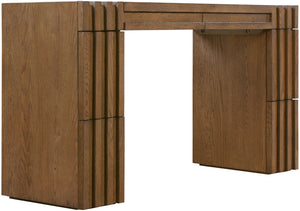 Meridian Furniture Stanton Solid Wood Console Table with Eight Drawers and Grooved Geometric Fronts for Entryway Brown 232Brown-T