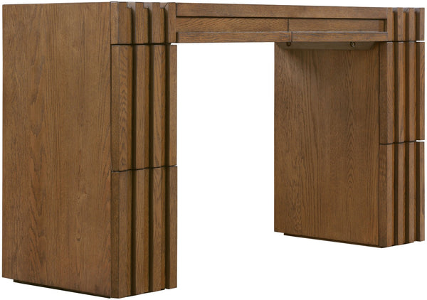 Meridian Furniture Stanton Solid Wood Console Table with Eight Drawers and Grooved Geometric Fronts for Entryway Brown 232Brown-T