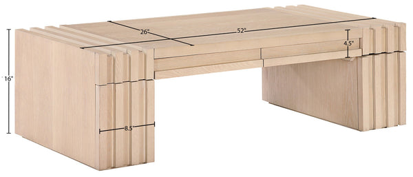 Meridian Furniture Stanton Oak Veneer Coffee Table with Six Hidden Drawers for Modern Living Rooms Natural 232Natural-C
