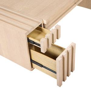 Meridian Furniture Stanton Oak Veneer Coffee Table with Six Hidden Drawers for Modern Living Rooms Natural 232Natural-C
