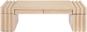 Meridian Furniture Stanton Oak Veneer Coffee Table with Six Hidden Drawers for Modern Living Rooms Natural 232Natural-C