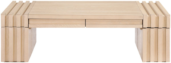 Meridian Furniture Stanton Oak Veneer Coffee Table with Six Hidden Drawers for Modern Living Rooms Natural 232Natural-C