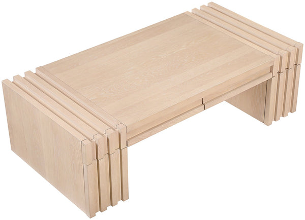 Meridian Furniture Stanton Oak Veneer Coffee Table with Six Hidden Drawers for Modern Living Rooms Natural 232Natural-C