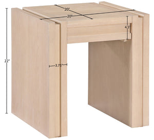Meridian Furniture Stanton Sculptural End Table with Hidden Drawer and Geometric Inlay for Modern Living Rooms Natural 232Natural-E