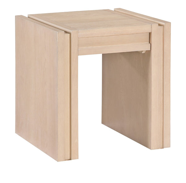 Meridian Furniture Stanton Sculptural End Table with Hidden Drawer and Geometric Inlay for Modern Living Rooms Natural 232Natural-E