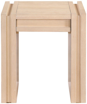 Meridian Furniture Stanton Sculptural End Table with Hidden Drawer and Geometric Inlay for Modern Living Rooms Natural 232Natural-E