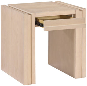 Meridian Furniture Stanton Sculptural End Table with Hidden Drawer and Geometric Inlay for Modern Living Rooms Natural 232Natural-E