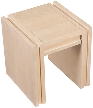 Meridian Furniture Stanton Sculptural End Table with Hidden Drawer and Geometric Inlay for Modern Living Rooms Natural 232Natural-E