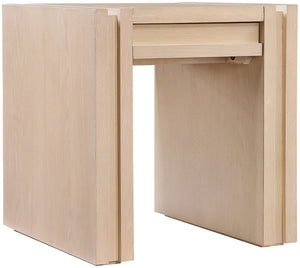 Meridian Furniture Stanton Sculptural End Table with Hidden Drawer and Geometric Inlay for Modern Living Rooms Natural 232Natural-E