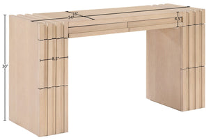 Meridian Furniture Stanton Solid Wood Console Table with Eight Drawers and Grooved Geometric Fronts for Entryway Natural 232Natural-T
