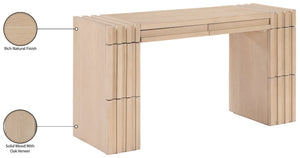 Meridian Furniture Stanton Solid Wood Console Table with Eight Drawers and Grooved Geometric Fronts for Entryway Natural 232Natural-T