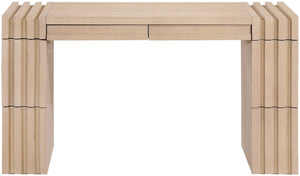 Meridian Furniture Stanton Solid Wood Console Table with Eight Drawers and Grooved Geometric Fronts for Entryway Natural 232Natural-T