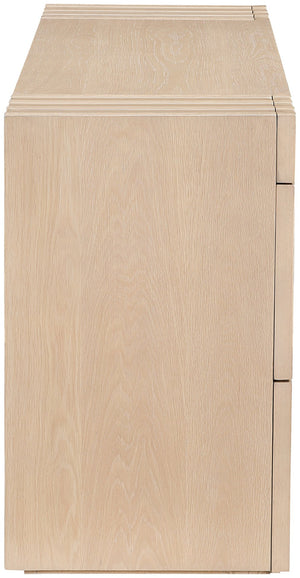 Meridian Furniture Stanton Solid Wood Console Table with Eight Drawers and Grooved Geometric Fronts for Entryway Natural 232Natural-T