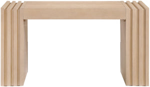 Meridian Furniture Stanton Solid Wood Console Table with Eight Drawers and Grooved Geometric Fronts for Entryway Natural 232Natural-T