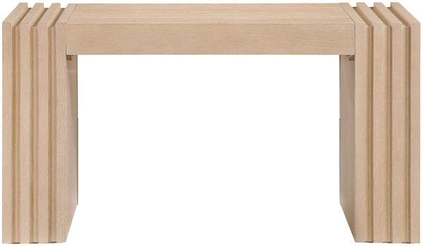 Meridian Furniture Stanton Solid Wood Console Table with Eight Drawers and Grooved Geometric Fronts for Entryway Natural 232Natural-T