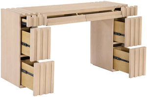 Meridian Furniture Stanton Solid Wood Console Table with Eight Drawers and Grooved Geometric Fronts for Entryway Natural 232Natural-T