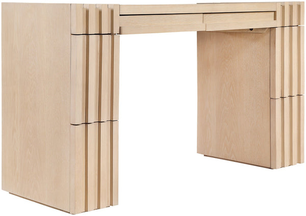 Meridian Furniture Stanton Solid Wood Console Table with Eight Drawers and Grooved Geometric Fronts for Entryway Natural 232Natural-T